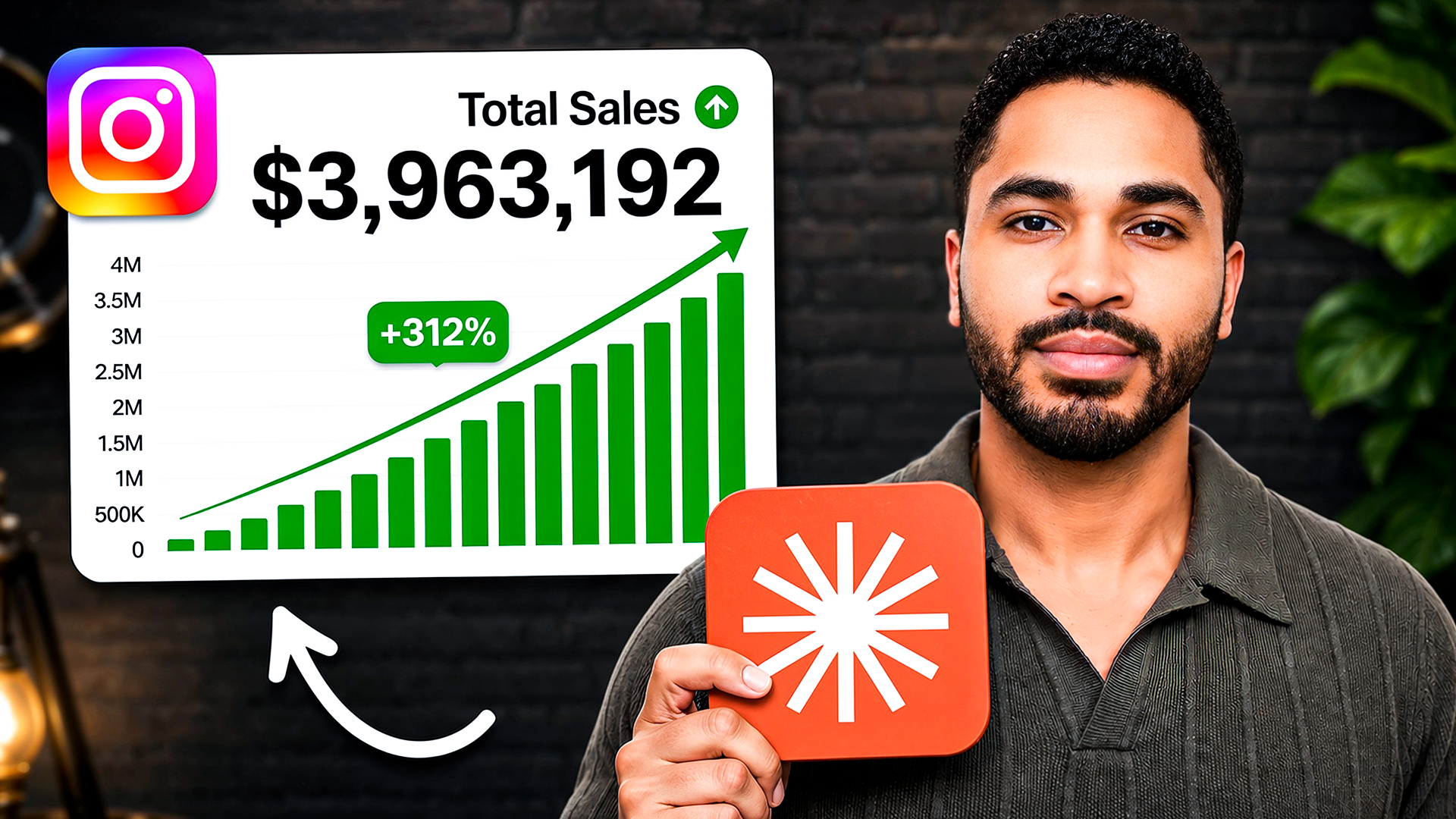 YouTube thumbnail design for business creator with bold headline and high contrast layout